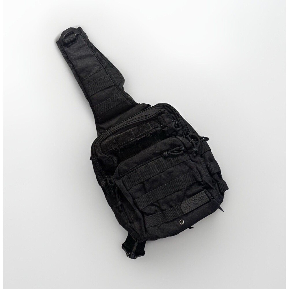 Highland Tactical Expo Molle Webbing Crossbody Bag Adjustable Sling Bag Black